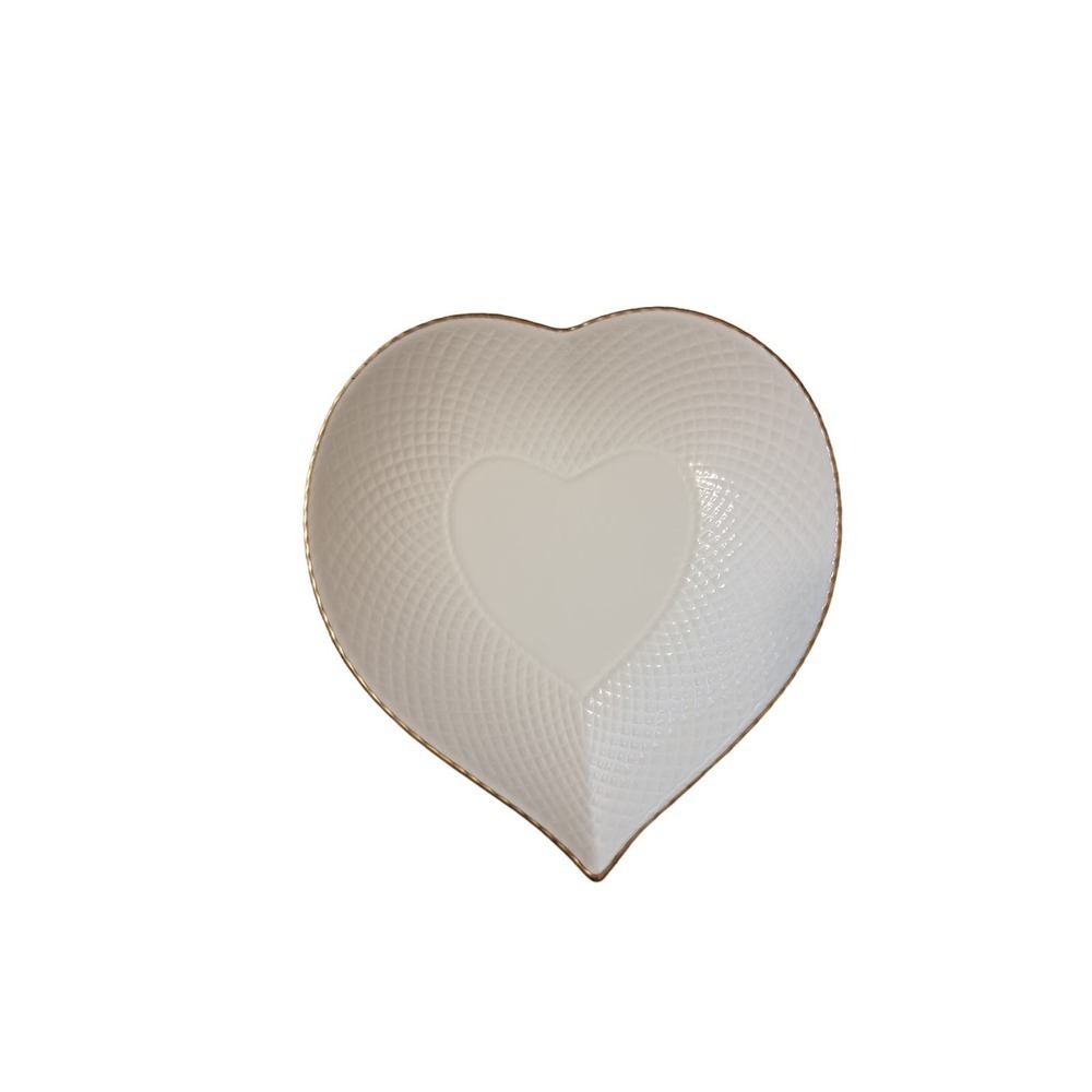 MIKASA IVORY BONE CHINA, 6" HEART BOWL, 24k GOLD RIM, VALENTINE/ LOVE THEME